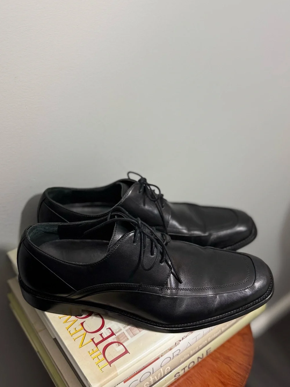 Steve Madden Black Leather Lace-Up Derby Shoes